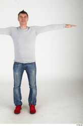 Whole Body Man T poses White Casual Slim Standing Street photo references